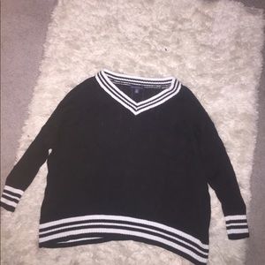 boxy oversized cropped varsity sweater